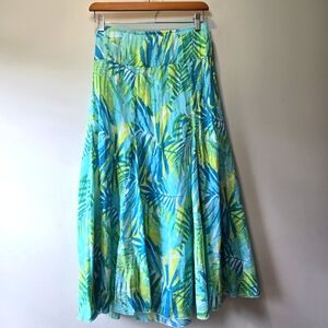 100% Cotton Tropical Palm Tree Maxi Skirt 8